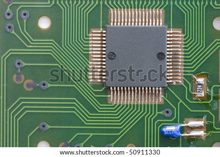 Closeup of detail of electronic circuit board