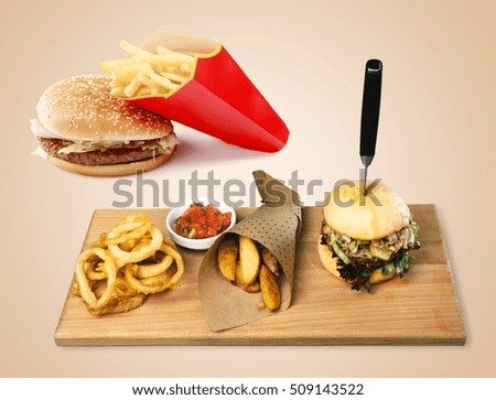 Concept of mock up fast food.
