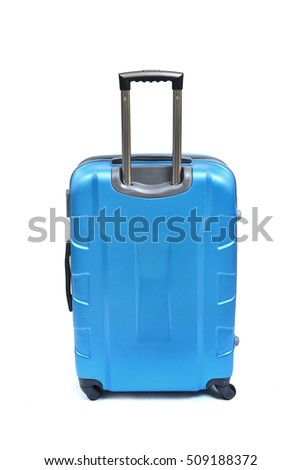 Blue suitcase isolated on the white background