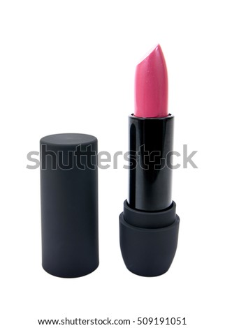 Red lipstick isolated on white background.Pink lipstick isolated