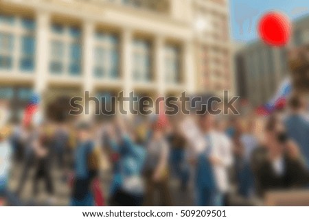 Large crowd parade theme creative abstract blur background 