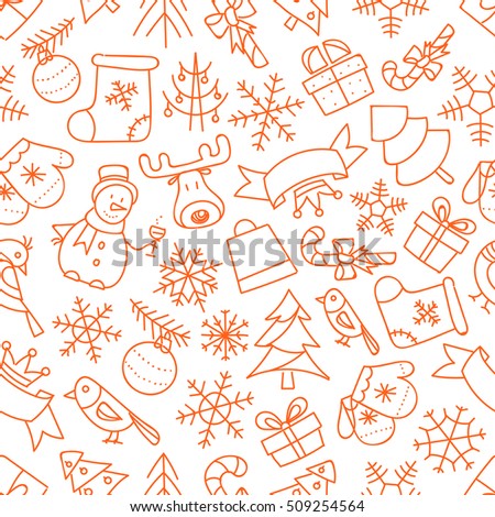 Christmas season vector elements collection. Xmas hand-drawn elements