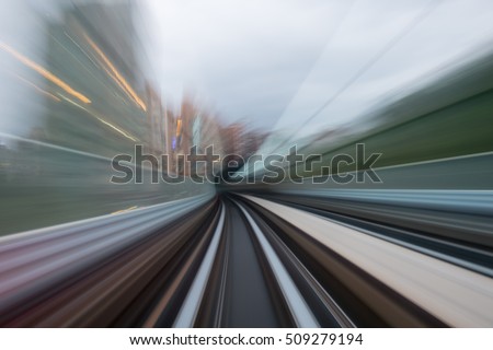 Blurred motion moving high speed train inside tunnel, taipei taiwan