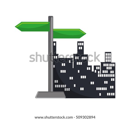 Road sign and buildings design
