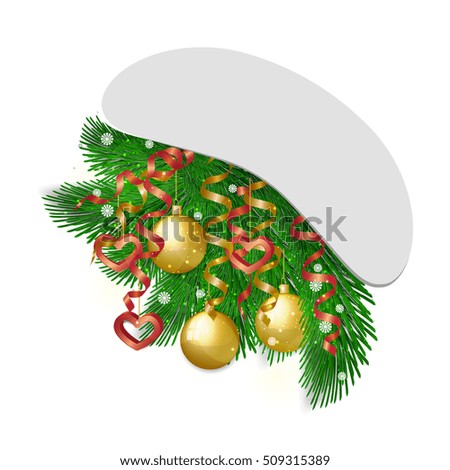 Christmas card, blank form, isolated on white background. Vector illustration.