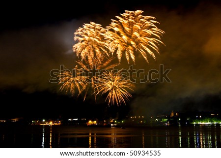 Colorful  firework in city