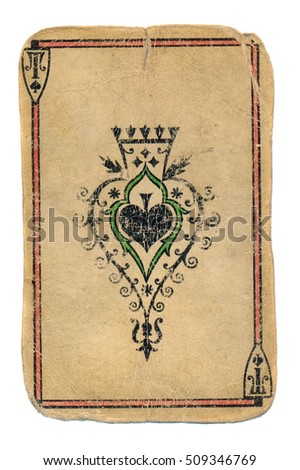 ancient paying card ace of spades ornamental background isolated on white