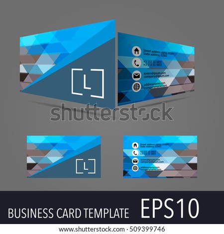 3D Vector business card template. Modern, simple & luxury standard business card design with sharp corners
