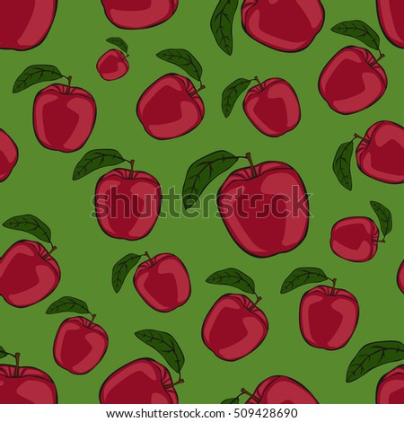 Ripe apples, slices and seeds. Pattern.