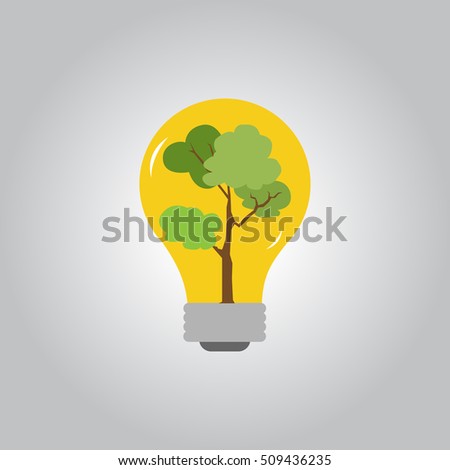 Light bulb with tree icon, save the tree concept, eps10 vector format