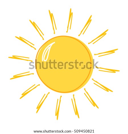 Doodle sun drawing icon. Vector illustration
