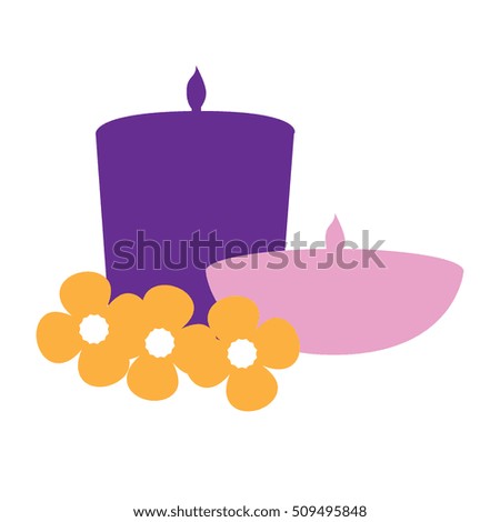 Isolated pair of candles with some flowers, Spa vector illustration