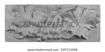 gypsum dimensional picture with vine leaves and grapes.