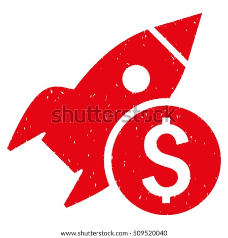 Business Startup grainy textured icon for overlay watermark stamps. Flat symbol with dust texture. Dotted vector red ink rubber seal stamp with grunge design on a white background.