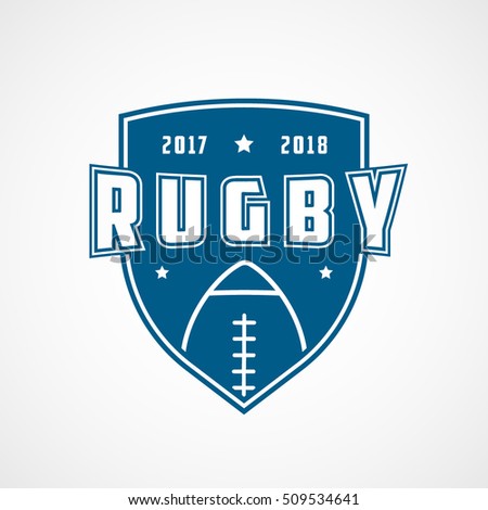 Rugby Emblem Blue Flat Icon On White Background