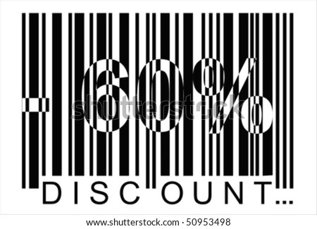 -60 percent discount, bar code ,  Isolated over background and groups, vector ILLUSTRATION