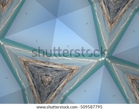 Picture in Kaleidoscope of a kite surfer on the sea