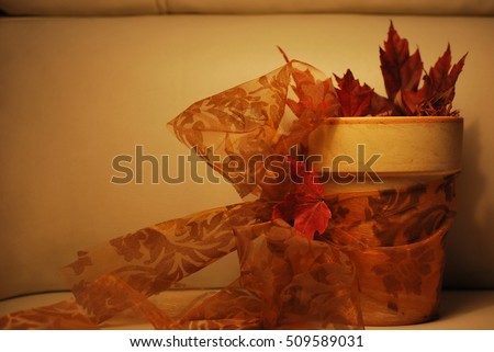  Beautiful autumn background with brown-red leaves