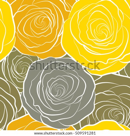 Yellow floral seamless pattern.