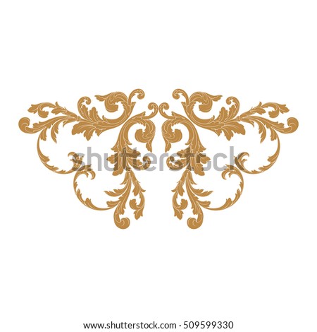 Gold vintage baroque element ornament retro pattern antique style acanthus. Decorative design element filigree calligraphy vector. You can use for wedding decoration of greeting card and laser cutting