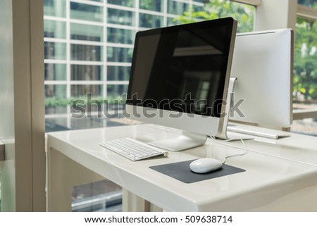 Computer  on table in office, Workspace