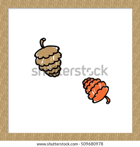 Beautiful festive decoration: fir cones. Vector element for holiday decorating greeting cards for Christmas and New Year. Isolated on white background.