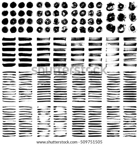 Set of Black ink vector stains. Grunge artistic brush strokes, design elements.