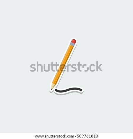 School symbol - pencil with eraser. School education, drawing and writing colorful single icon. Basic element for web isolated on white background vector illustration in flat design.