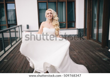 beautiful bride blonde smiling