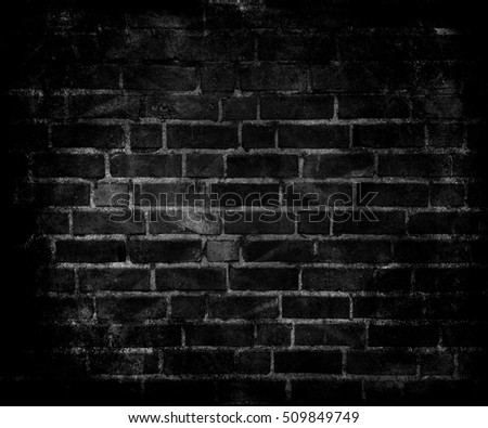 Old brick wall background. Black grunge wallpaper