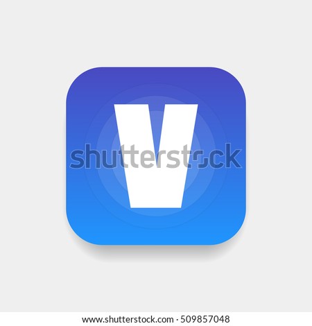 Letter V vector, logo. Useful as branding symbol, identity, alphabet element, square app icon, clip art and illustration.