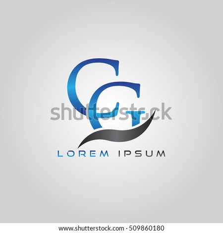 logo template letters CG elegant blue and gray shiny