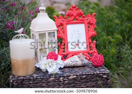 Old style photo frame and decoration, Shallow focus new year 2017
