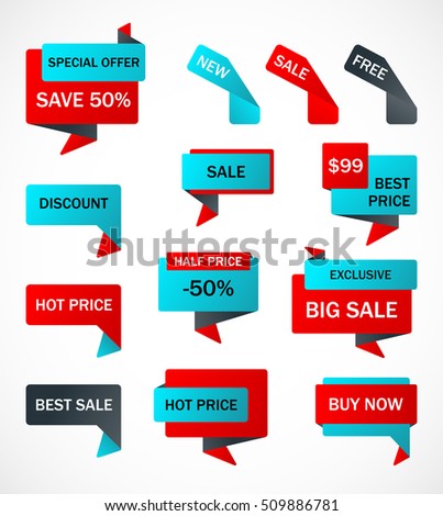  Vector stickers, price tag, banner, label.