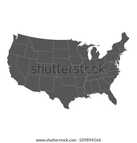 United States of America Map isolated on white
