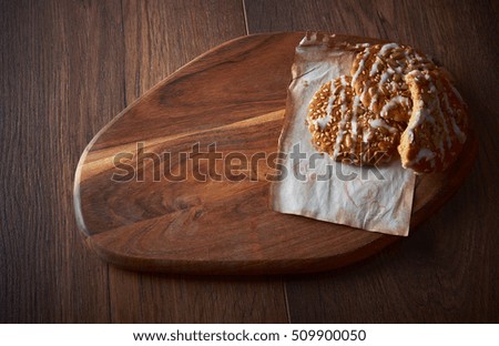 Homemade cookies  with sesame seeds and sweet. Cookies for a loved one. Food background. Dark background. Studio photography. Object shooting.