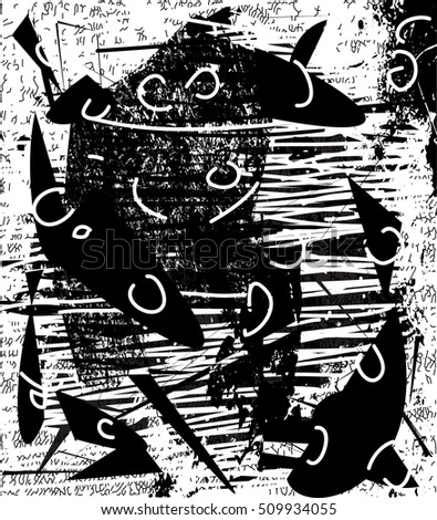 Background black and white texture vector with abstract drawing 