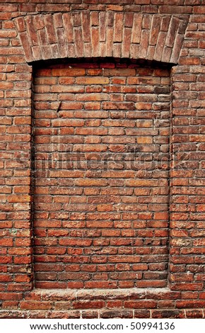 The old brickwork. Windows. Background.