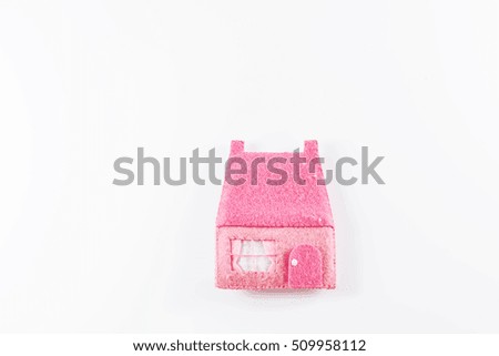 Pink house isolated on white background, telling the tale for kids