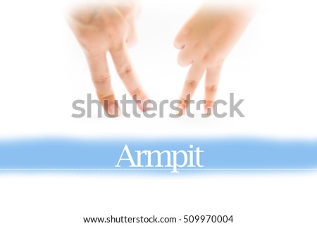 Armpit - Heart shape to represent medical care as concept. The word Armpit is a part of medical vocabulary in stock photo.