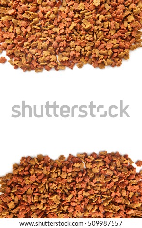 Dry cat foods isolated on white background
