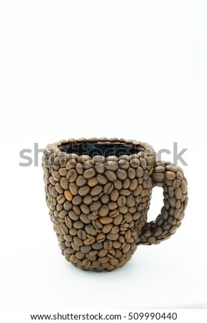 Cup of coffee , Coffee cup , Big coffee cup , Full coffee cup , Coffee on cup, Coffee cup on isolate , Coffee cup on white background.