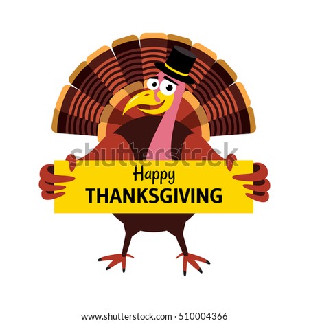 Cartoon Thanksgiving turkey. Isolated on white background.
