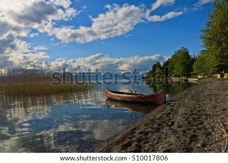 Little canoe at the lake Ohrid, Mazedonia