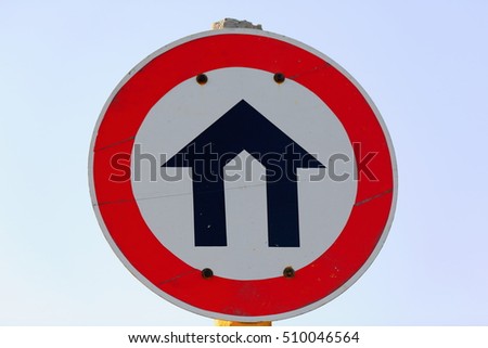 Road sign showing what seems to be a house-building on a white circle surrounded by a red rim indicating prohibition. Road from Kombolcha to Addis Ababa-Debub Wollo zone-Amhara region-Ethiopia.
