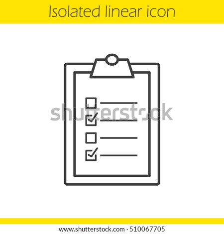 Clipboard checklist linear icon. Survey thin line illustration. To do list contour symbol. Vector isolated outline drawing