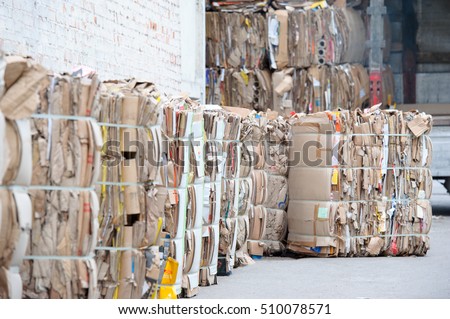 waste paper is collected and packed for recycling Royalty-Free Stock Photo #510078571