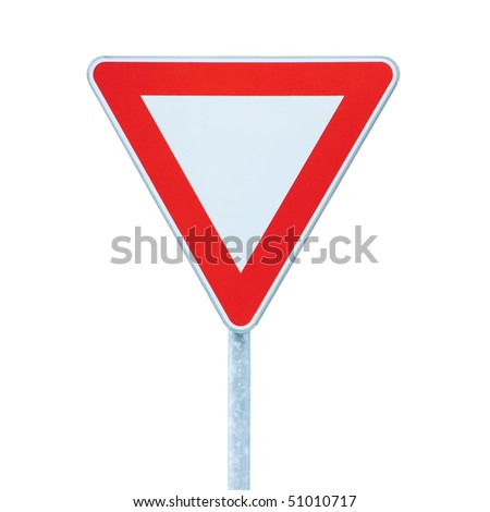 Priority yield give way road traffic sign, isolated roadsign
