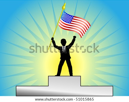 Vector - Man silhouette holding USA flag