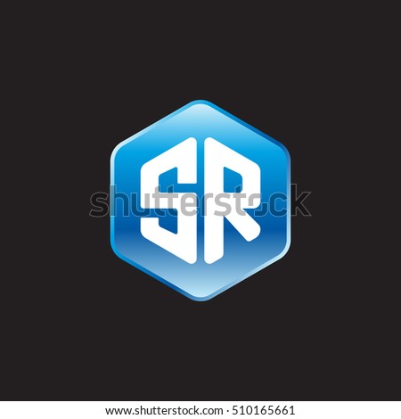 Initial letters SR rounded hexagon shape blue modern logo